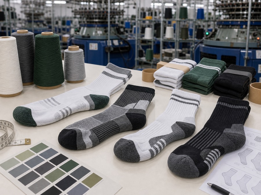 Athletic socks on sports shoes
