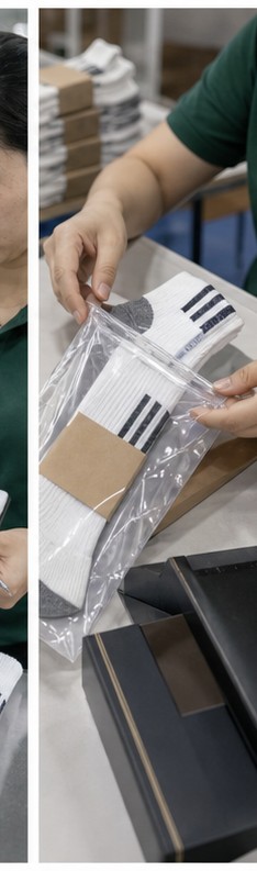 Sock packaging with paper band and polybag