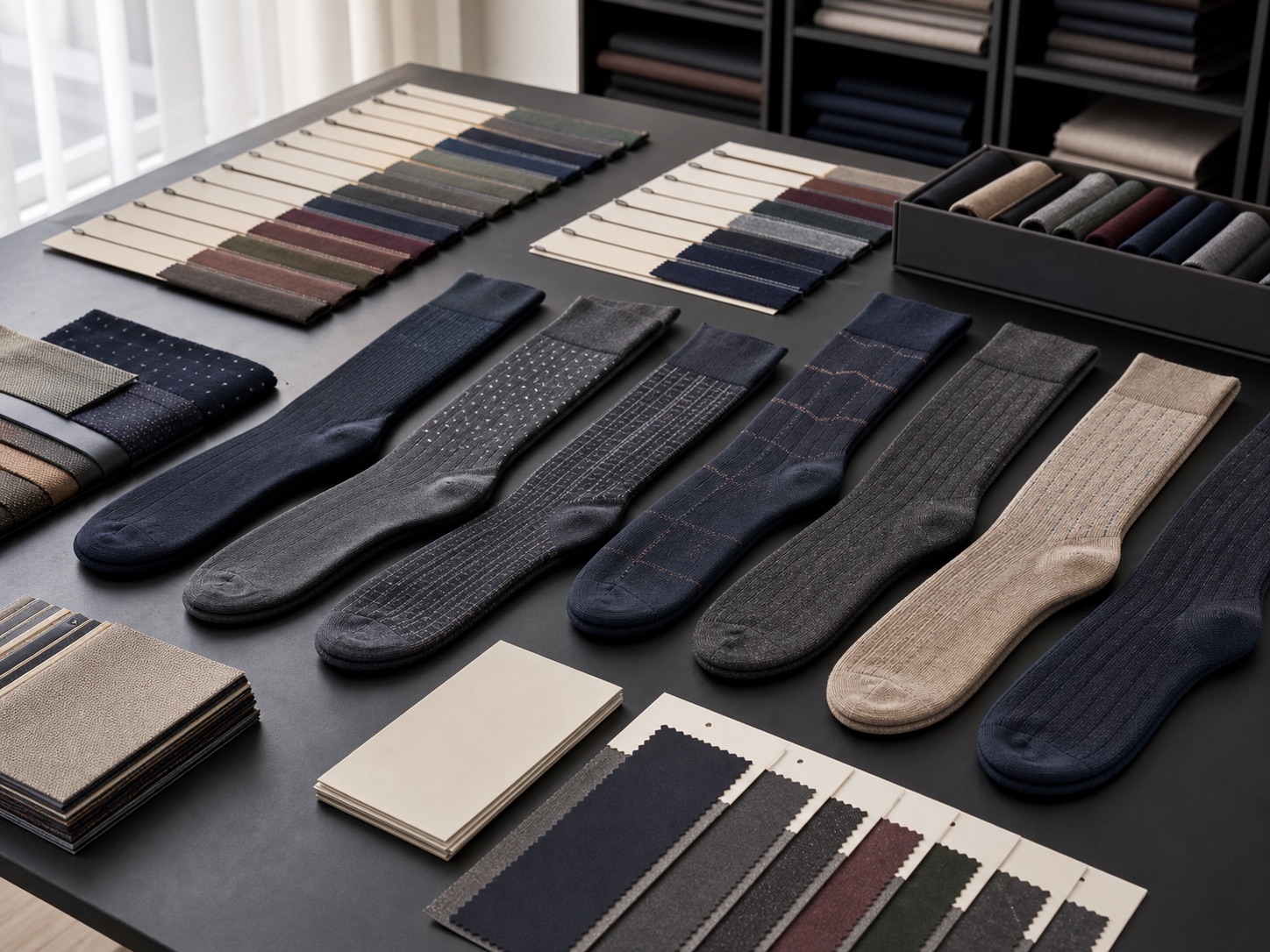 Dress sock assortment for menswear and fashion brands