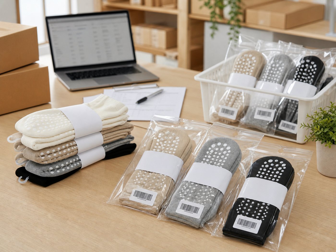 Retail and ecommerce grip sock packaging
