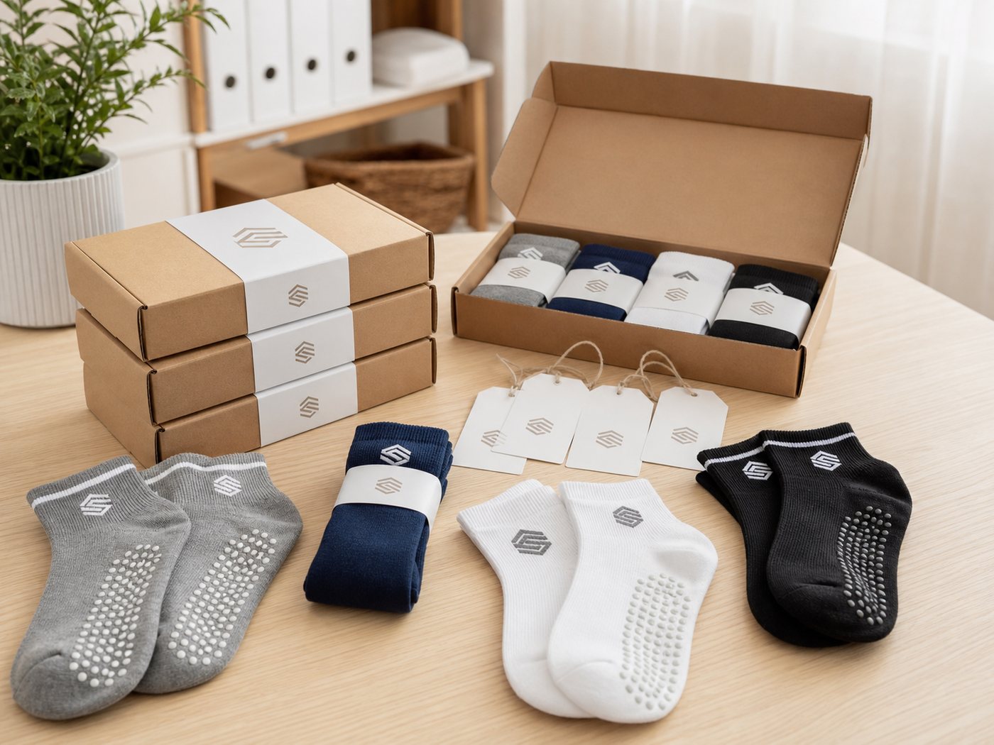 Promotional gift pack custom grip socks