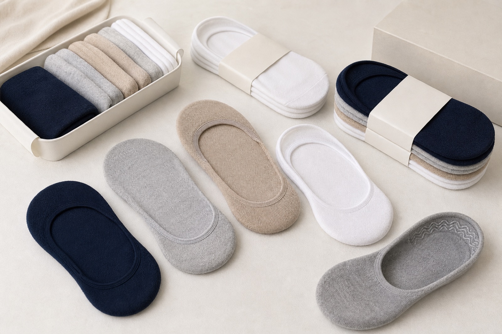 Custom no-show sock cut and grip collection