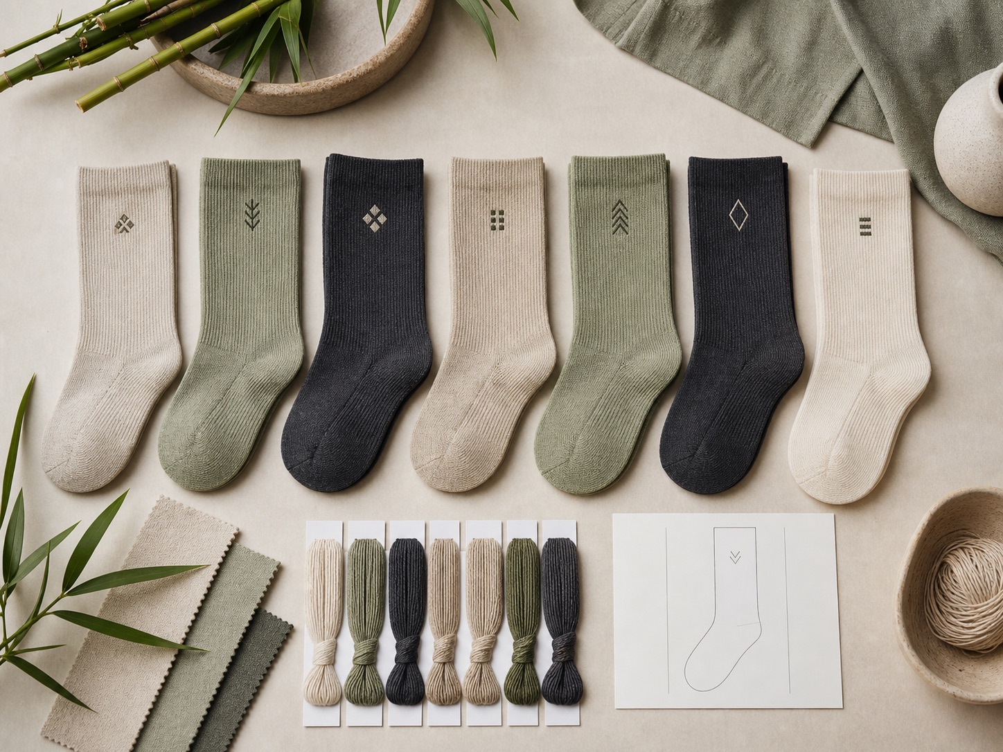 Bamboo sock custom logo placement options