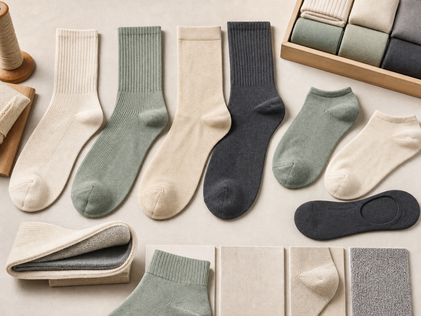 Bamboo sock length and structure options
