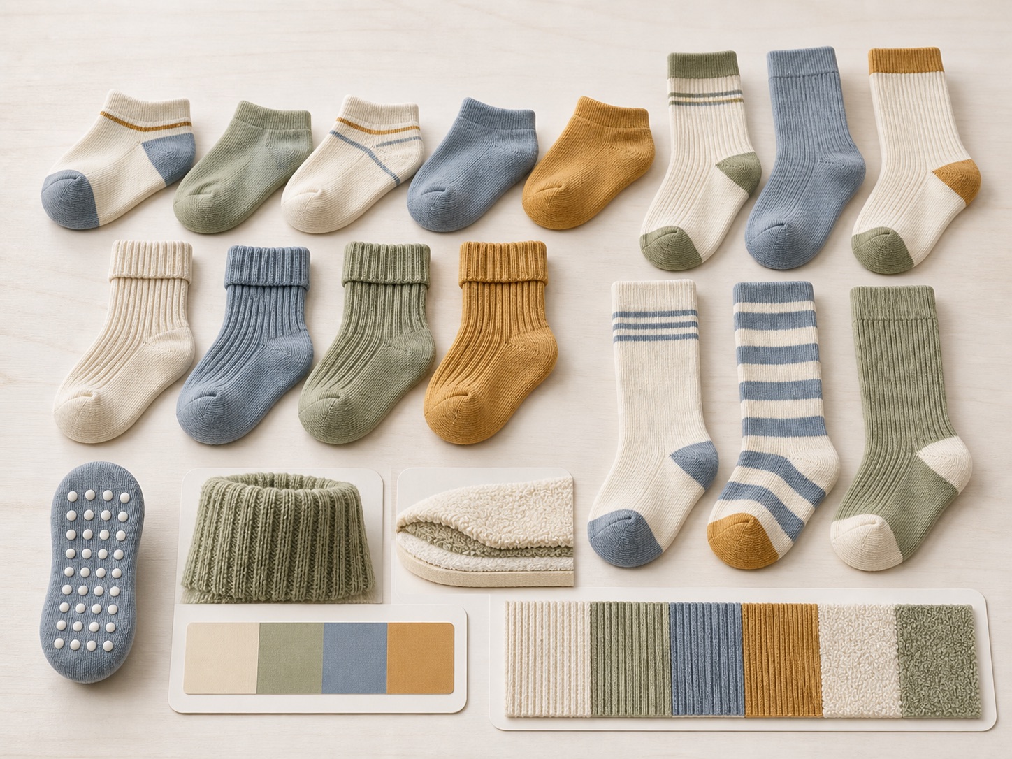 Kids sock structure and grip options