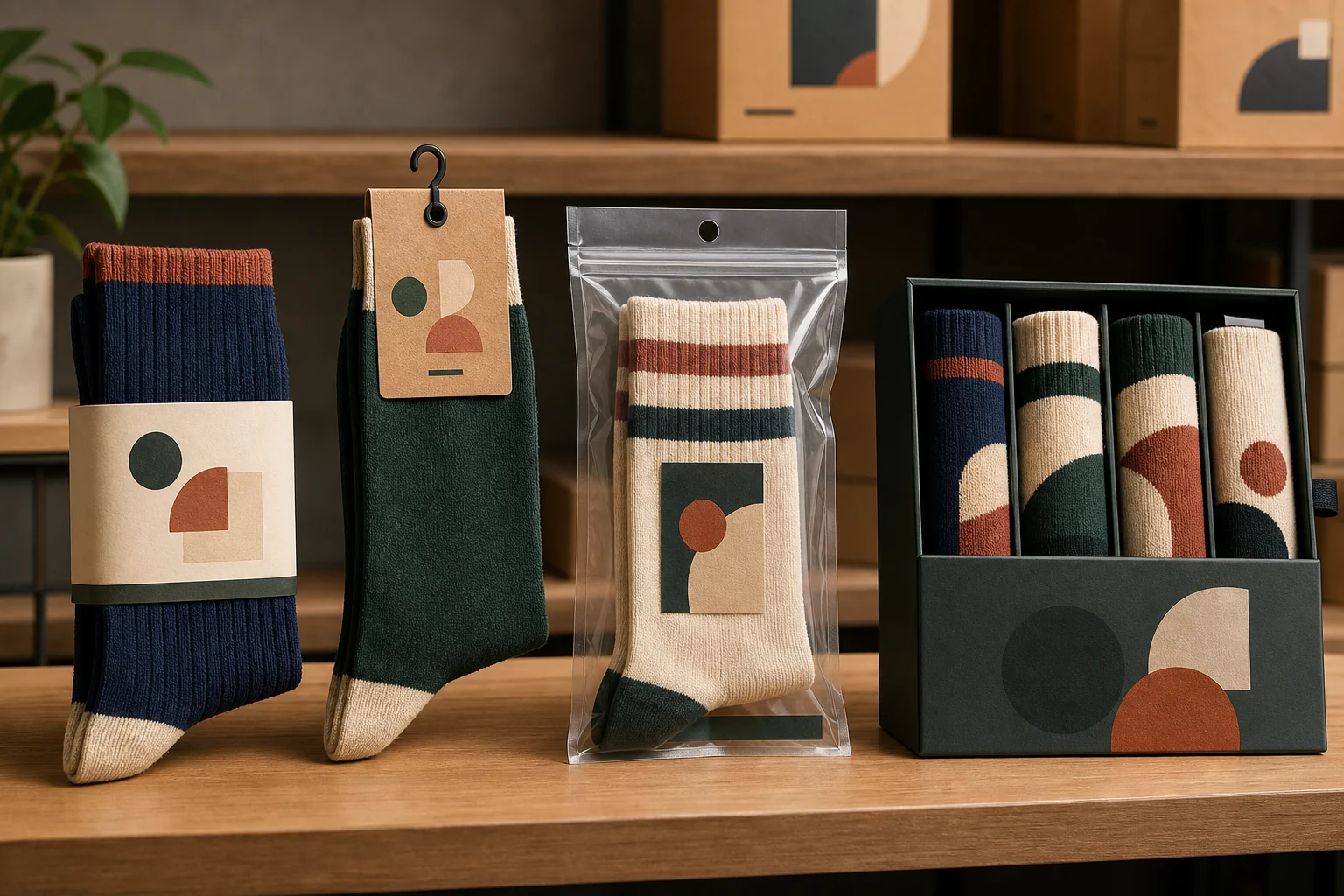 Custom logo sock packaging options