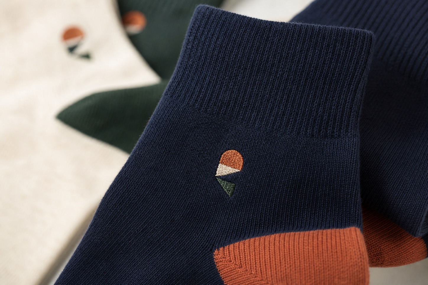Jacquard logo definition on a custom sock