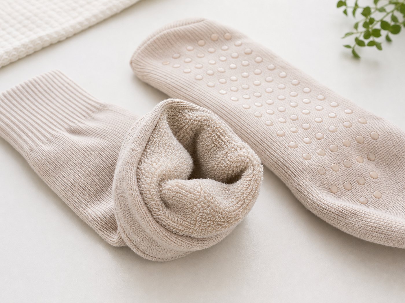 Soft terry cushion inside grip socks