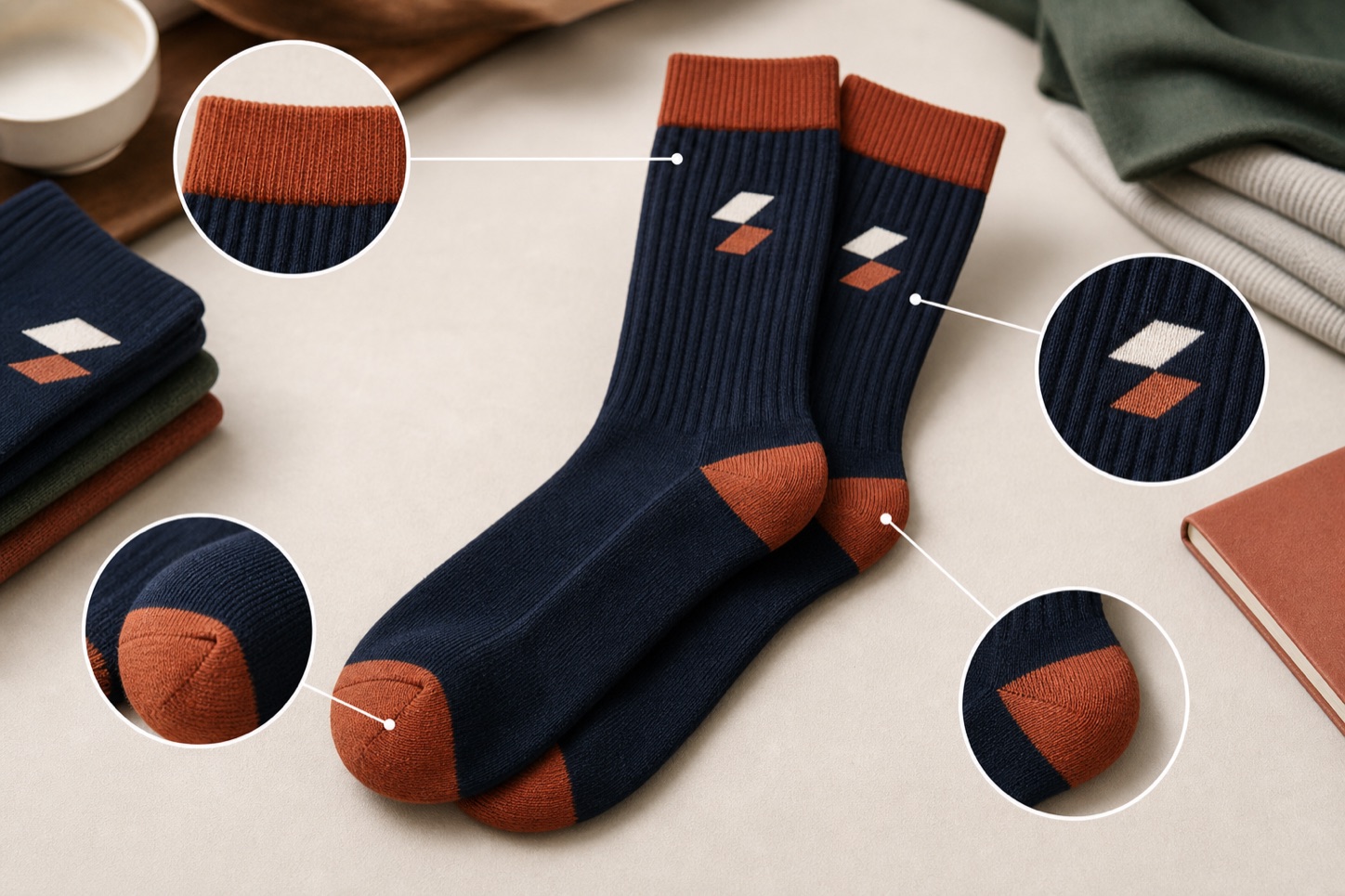 Wear-ready branded sock construction