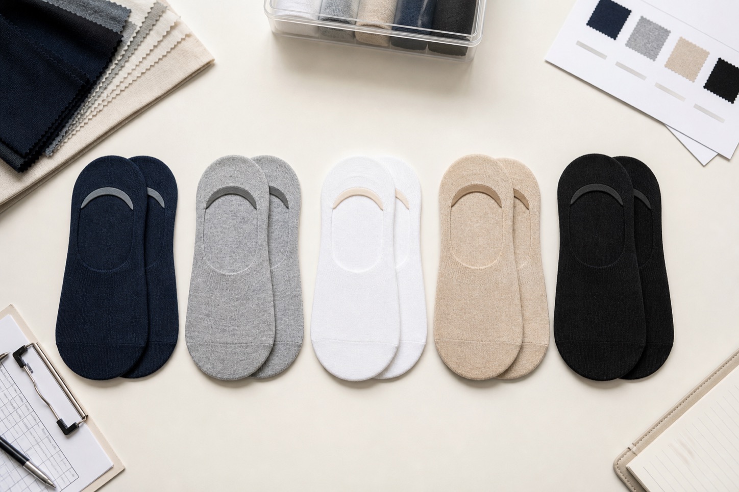 Complete no-show sock quality control inspection