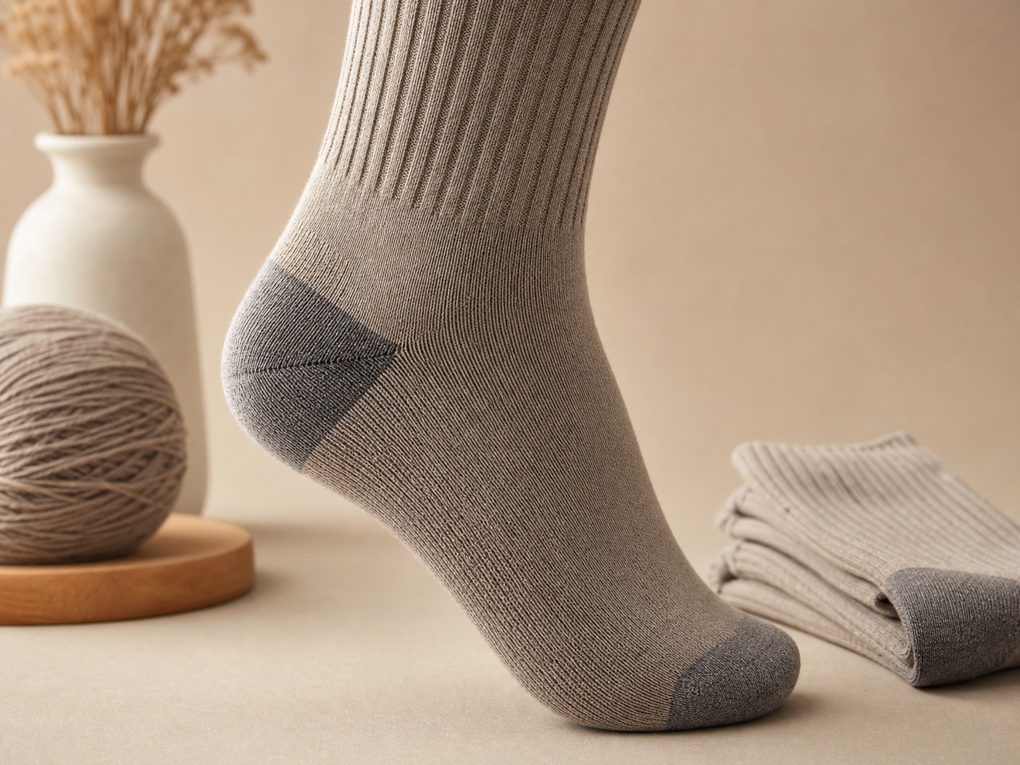 Bamboo sock reinforced heel and toe detail