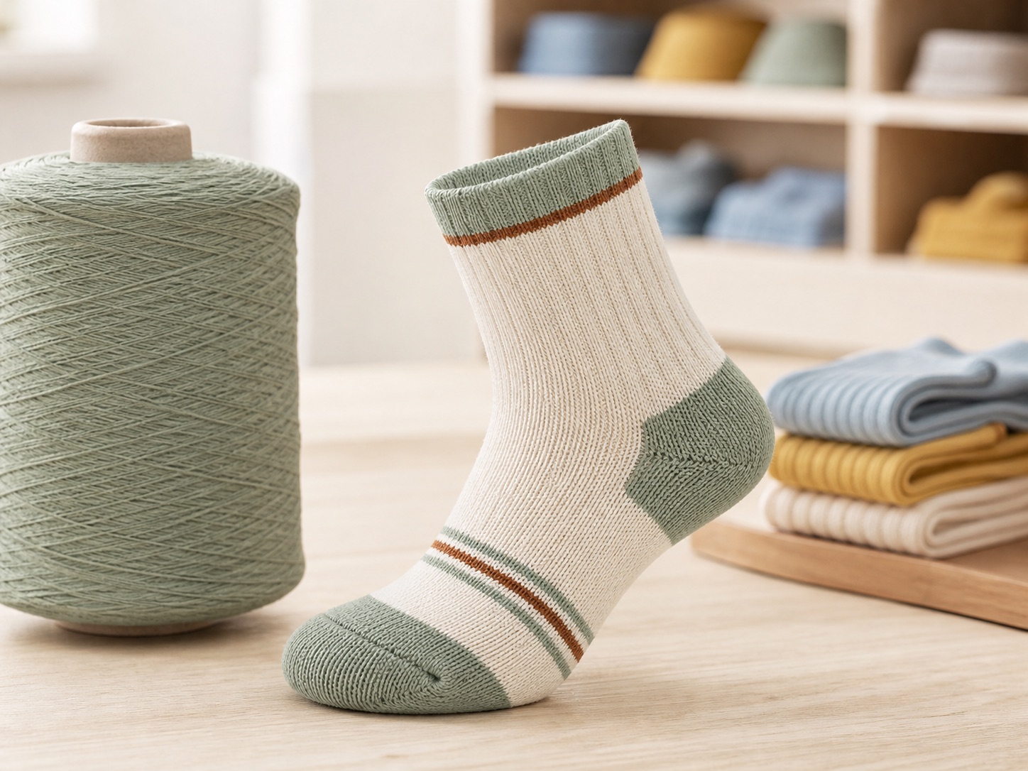 Reinforced heel and toe on a kids sock