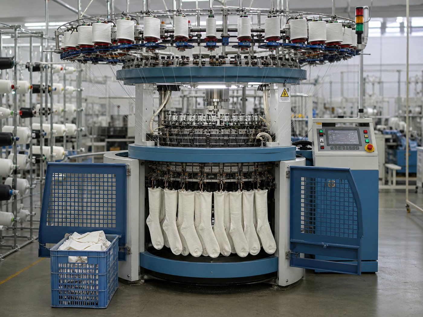 Grip sock knitting machine