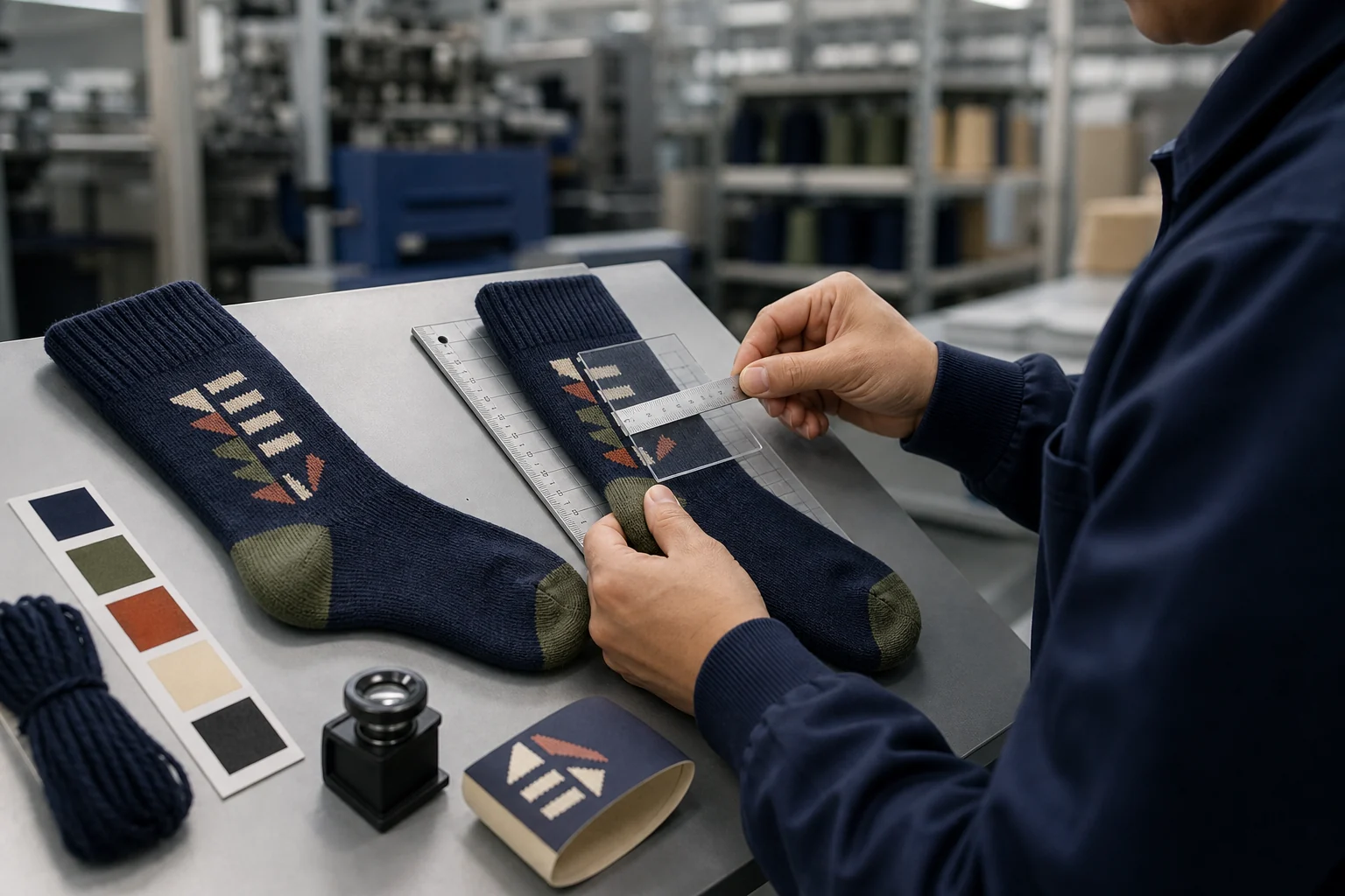 Complete custom-logo sock quality control inspection