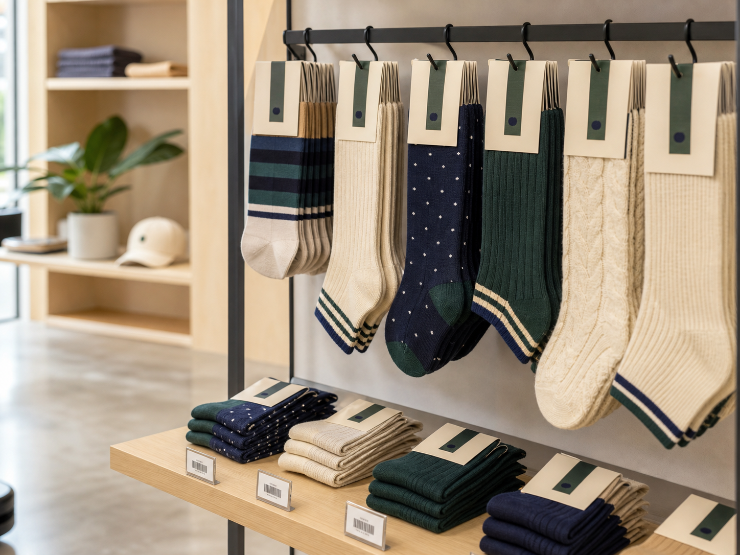 Custom sock case study products and retail packaging