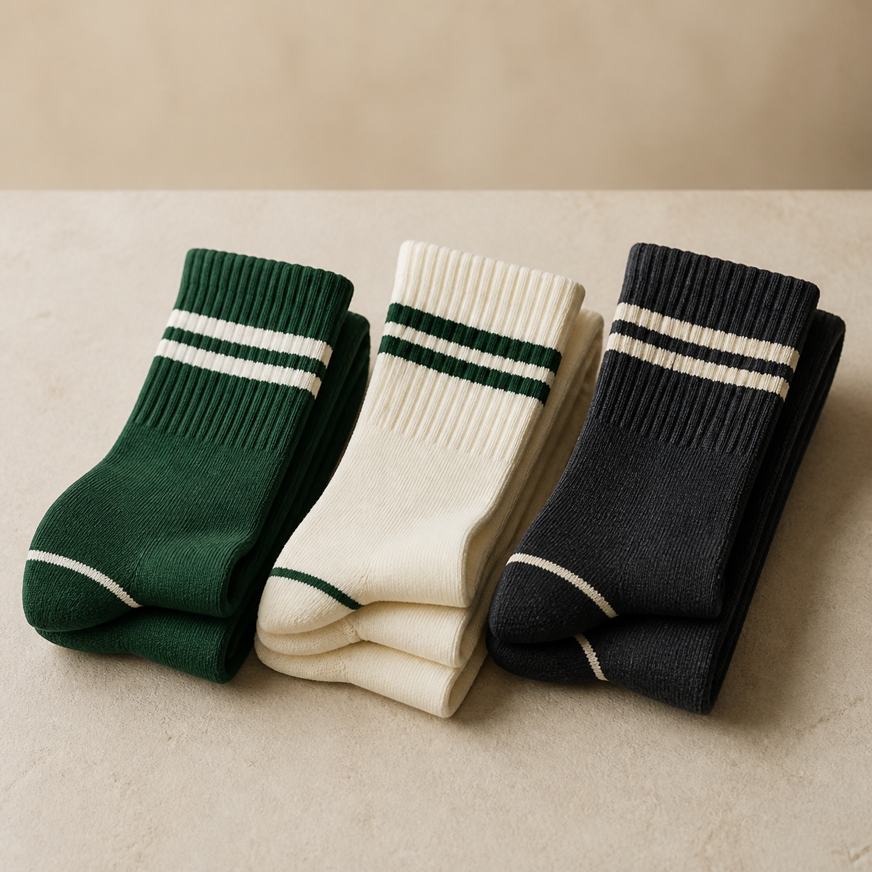 Folded custom tennis socks for a club programme