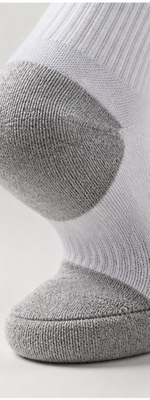 Running socks fitted inside running shoes