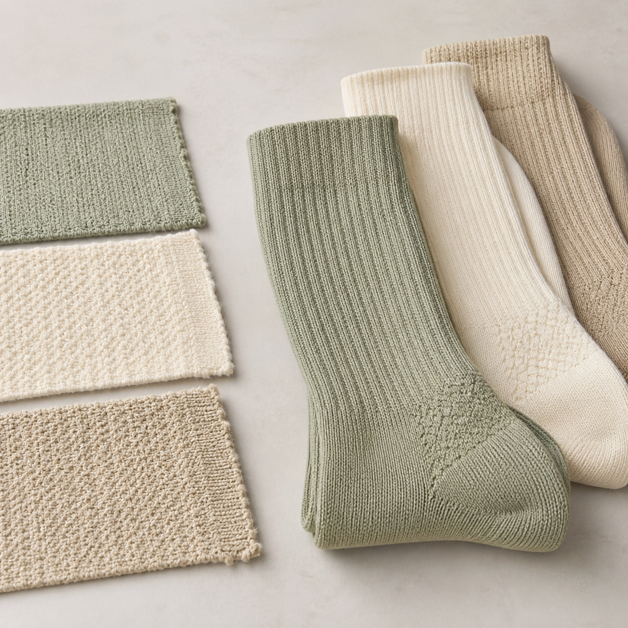 Golf sock colour and knit reference samples