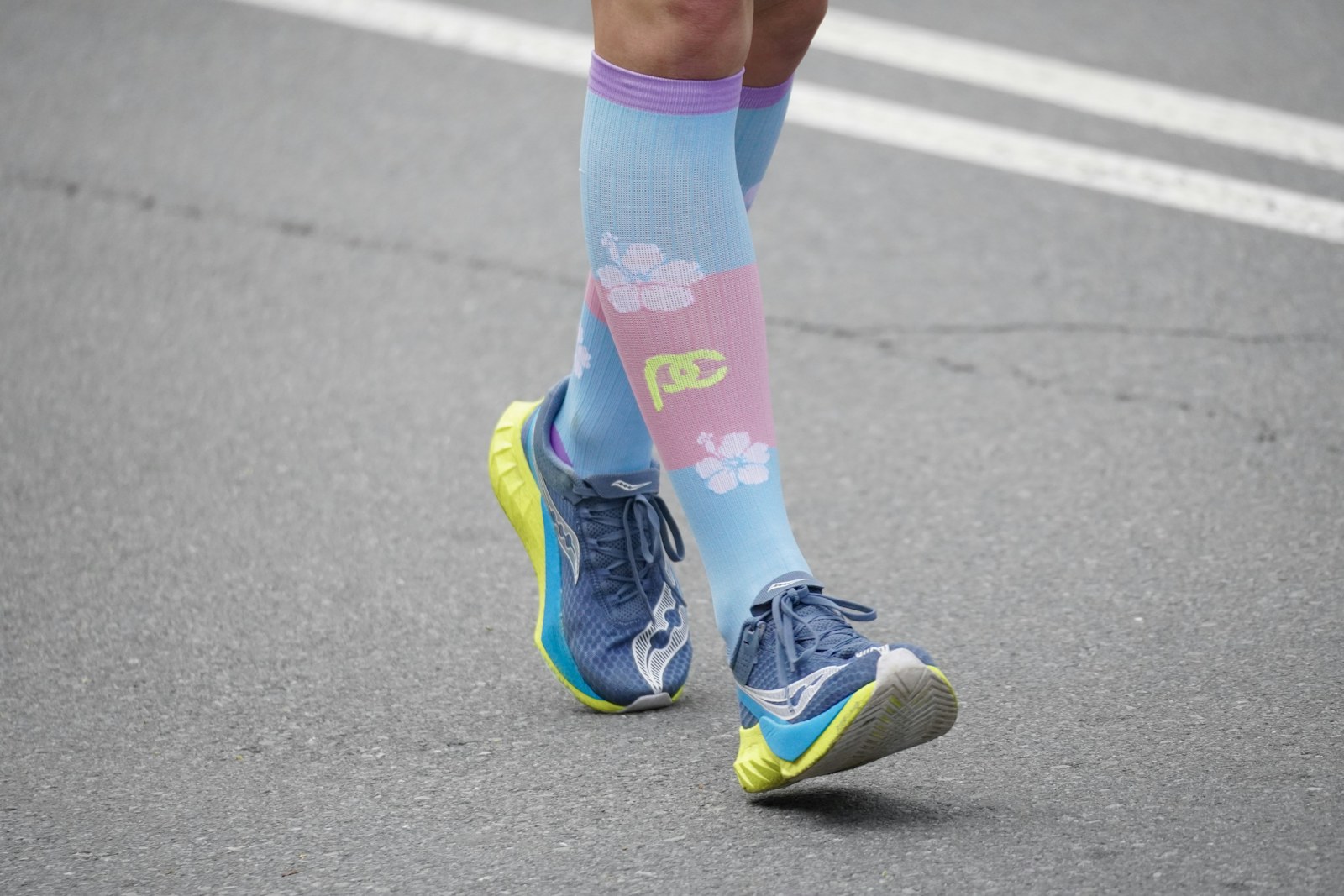 Runner wearing performance socks and running shoes