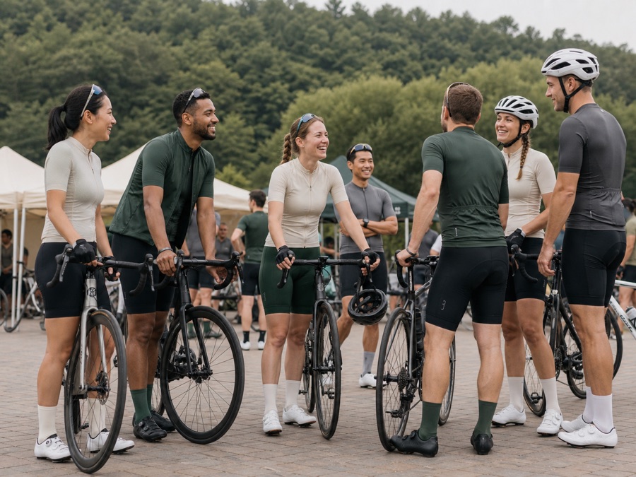 Corporate and charity cycling ride with branded socks