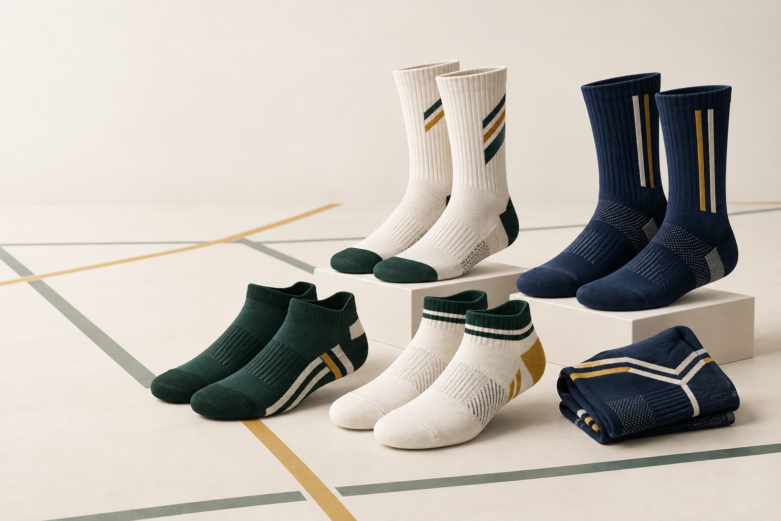 Illustrative custom badminton sock range for clubs programmes and brands