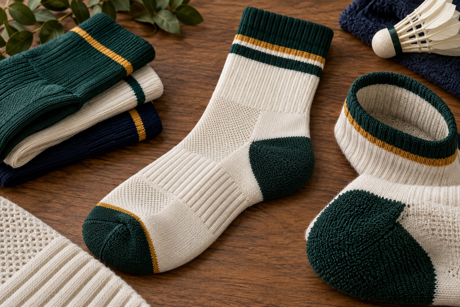Illustrative badminton sock knit-zone directions