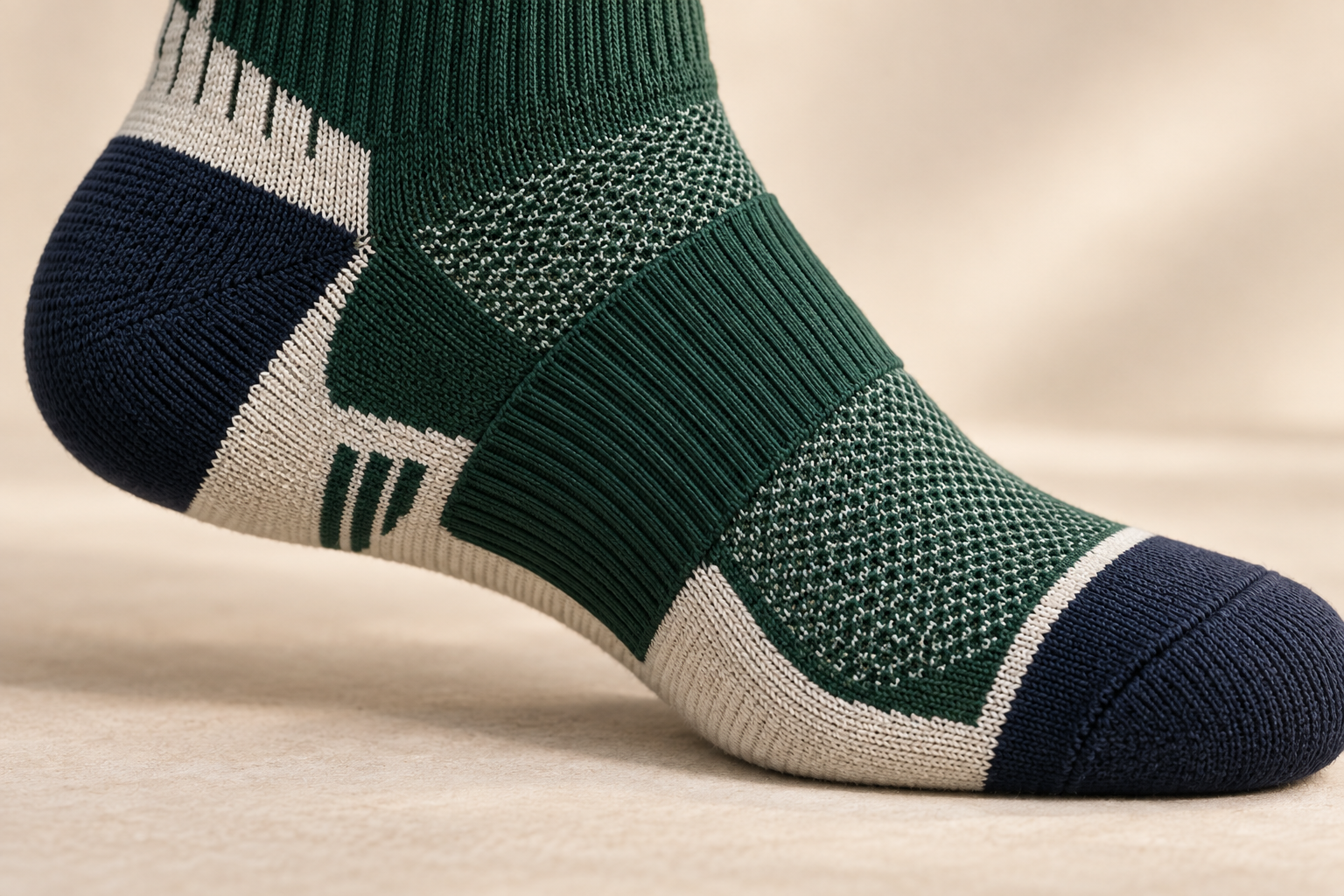 Illustrative badminton sock arch-knit direction