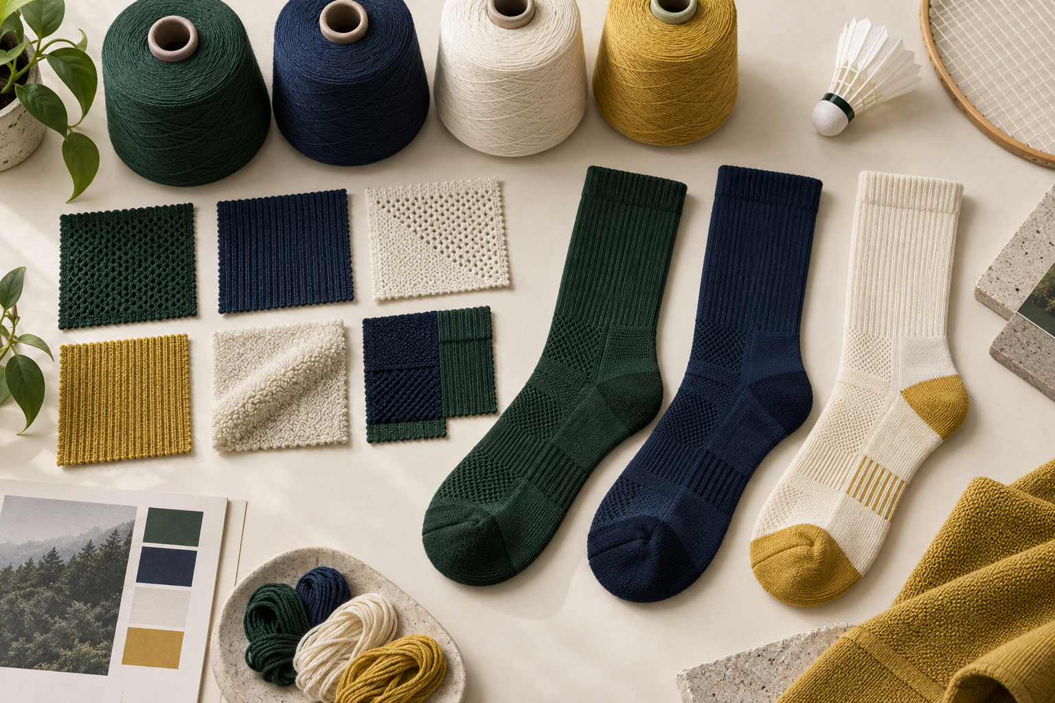 Illustrative badminton sock material and knit directions