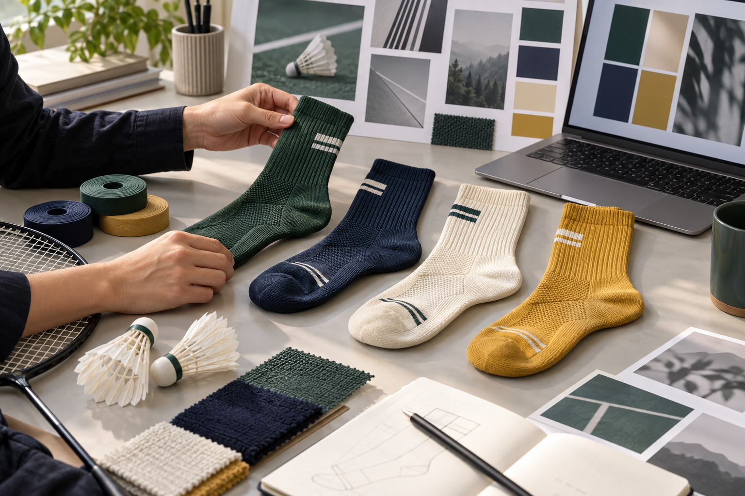 Illustrative badminton brand sock range planning