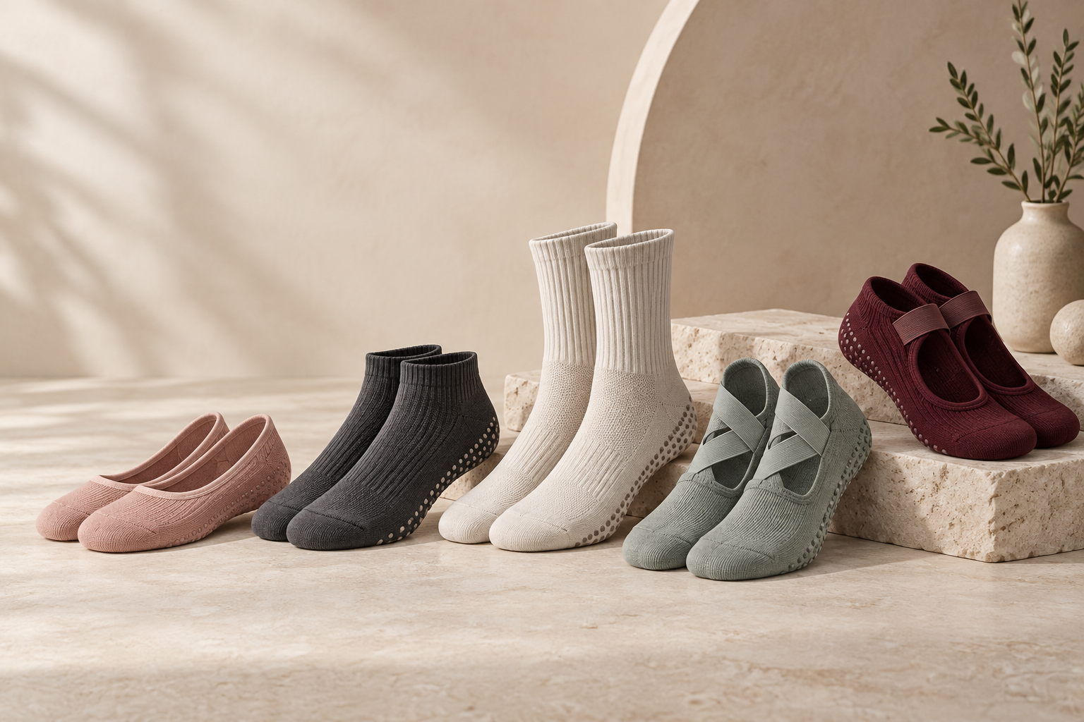 Illustrative custom Barre grip sock range for studios boutique fitness brands and private-label programmes
