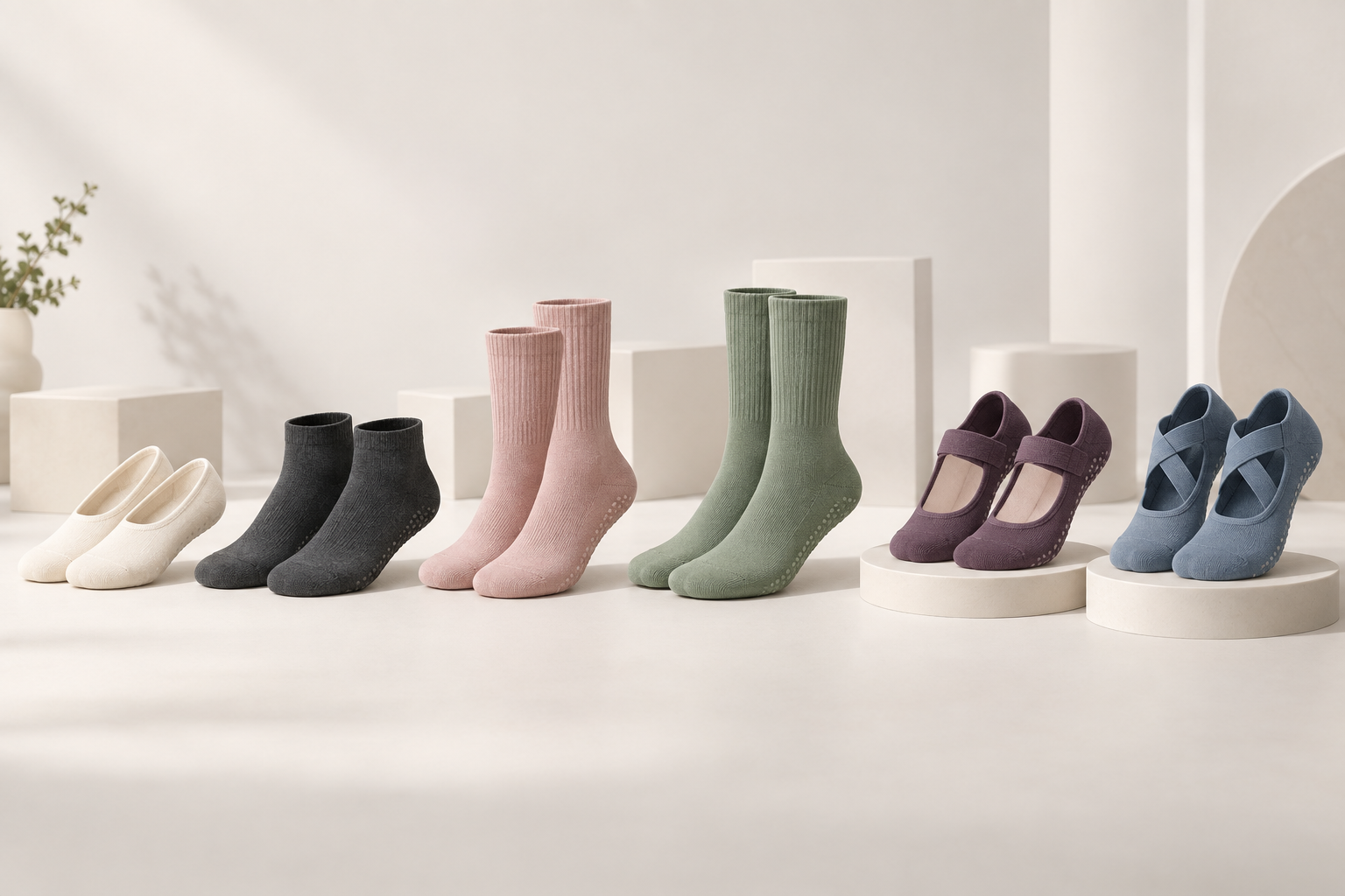 Illustrative Barre grip sock silhouette and height options
