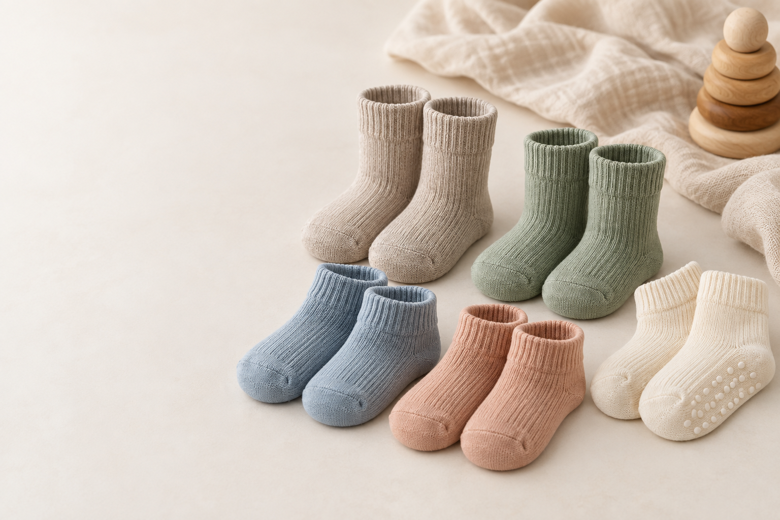 Illustrative custom baby sock range for brand and retail planning