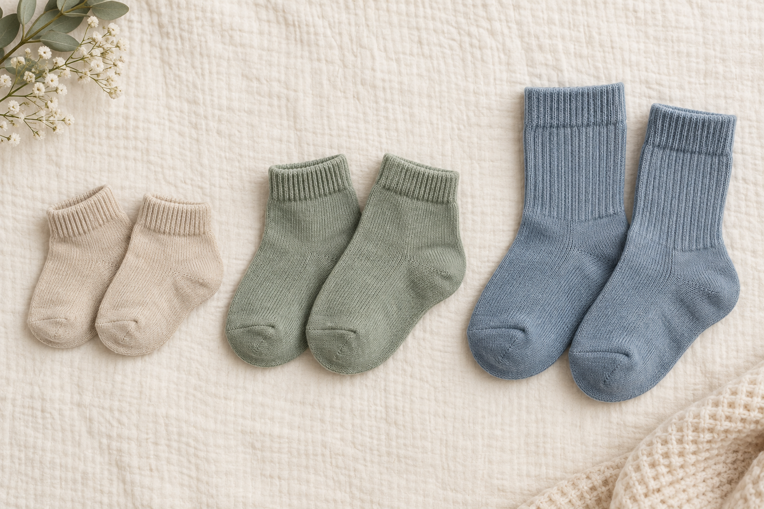 Illustrative baby sock size-group planning directions