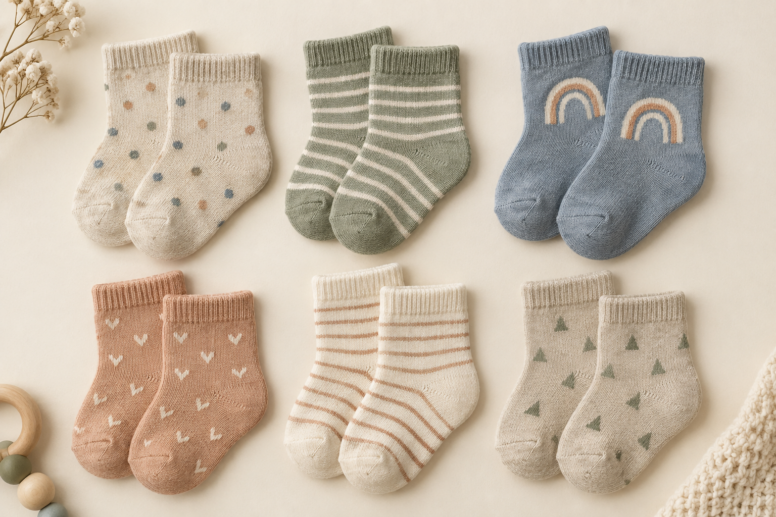Illustrative baby sock pattern and colour directions