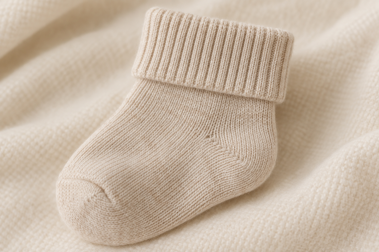 Illustrative gentle cuff knit direction for baby socks
