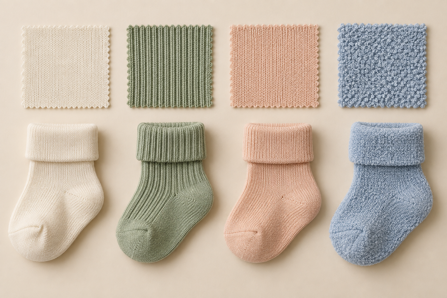 Illustrative baby sock material and knit directions