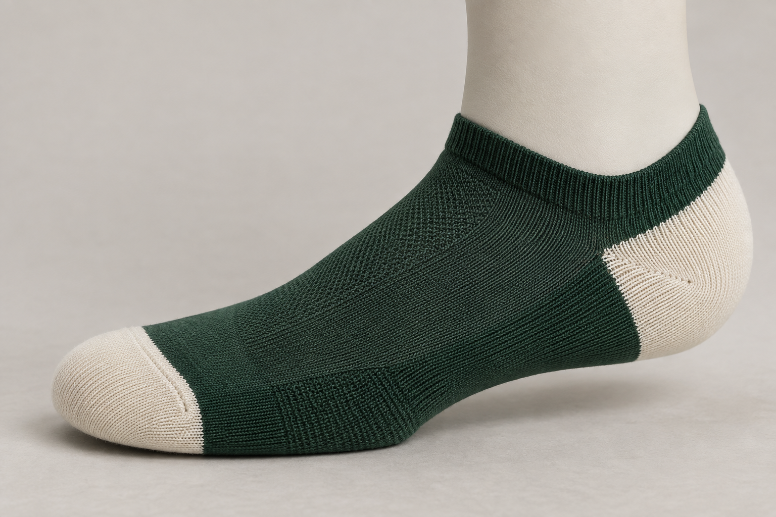 Illustrative low-bulk instep direction for a bowling sock