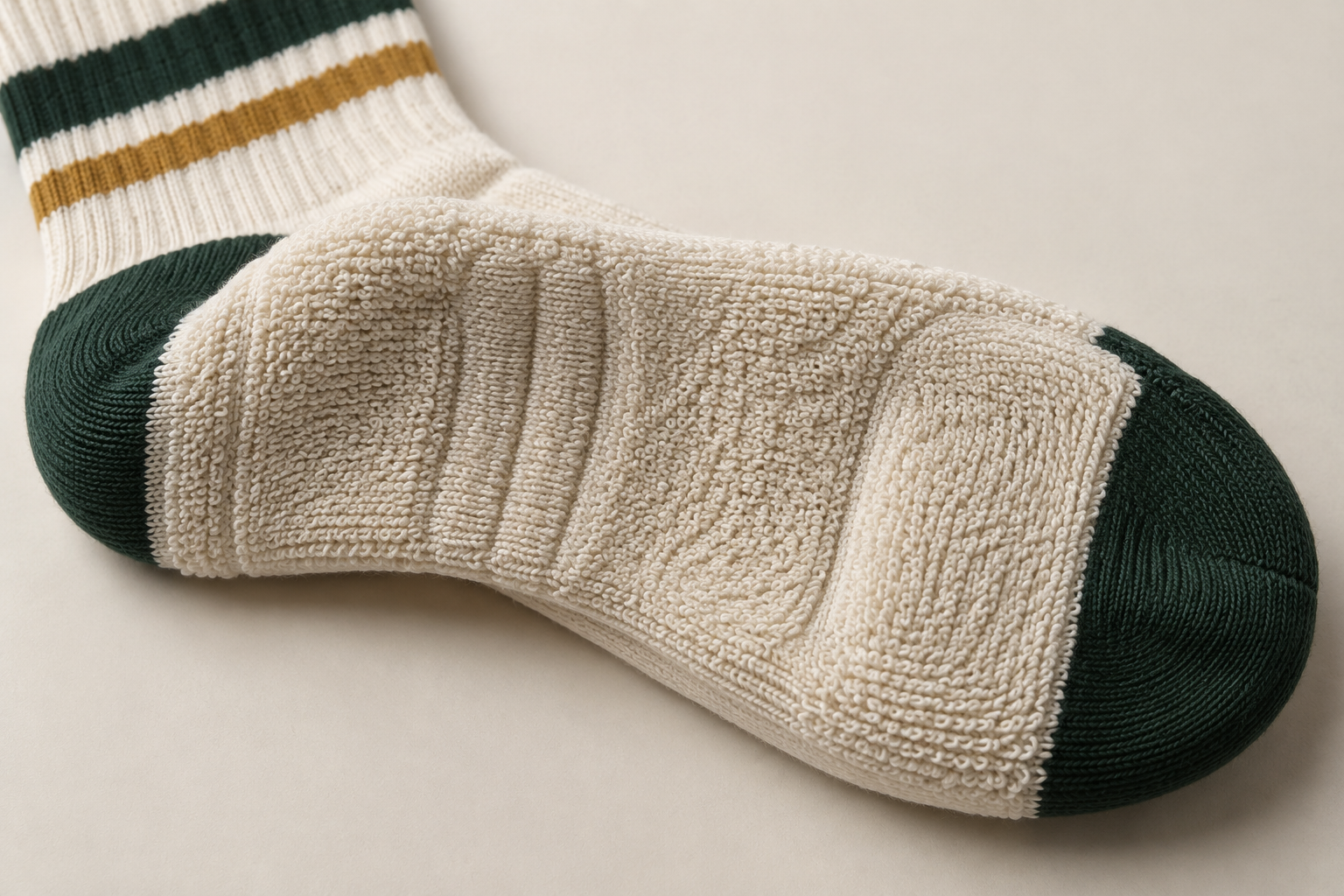 Illustrative terry-loop sole-cushioning direction for a bowling sock