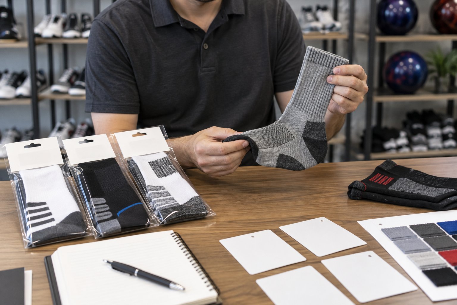 Illustrative pro-shop bowling sock assortment review