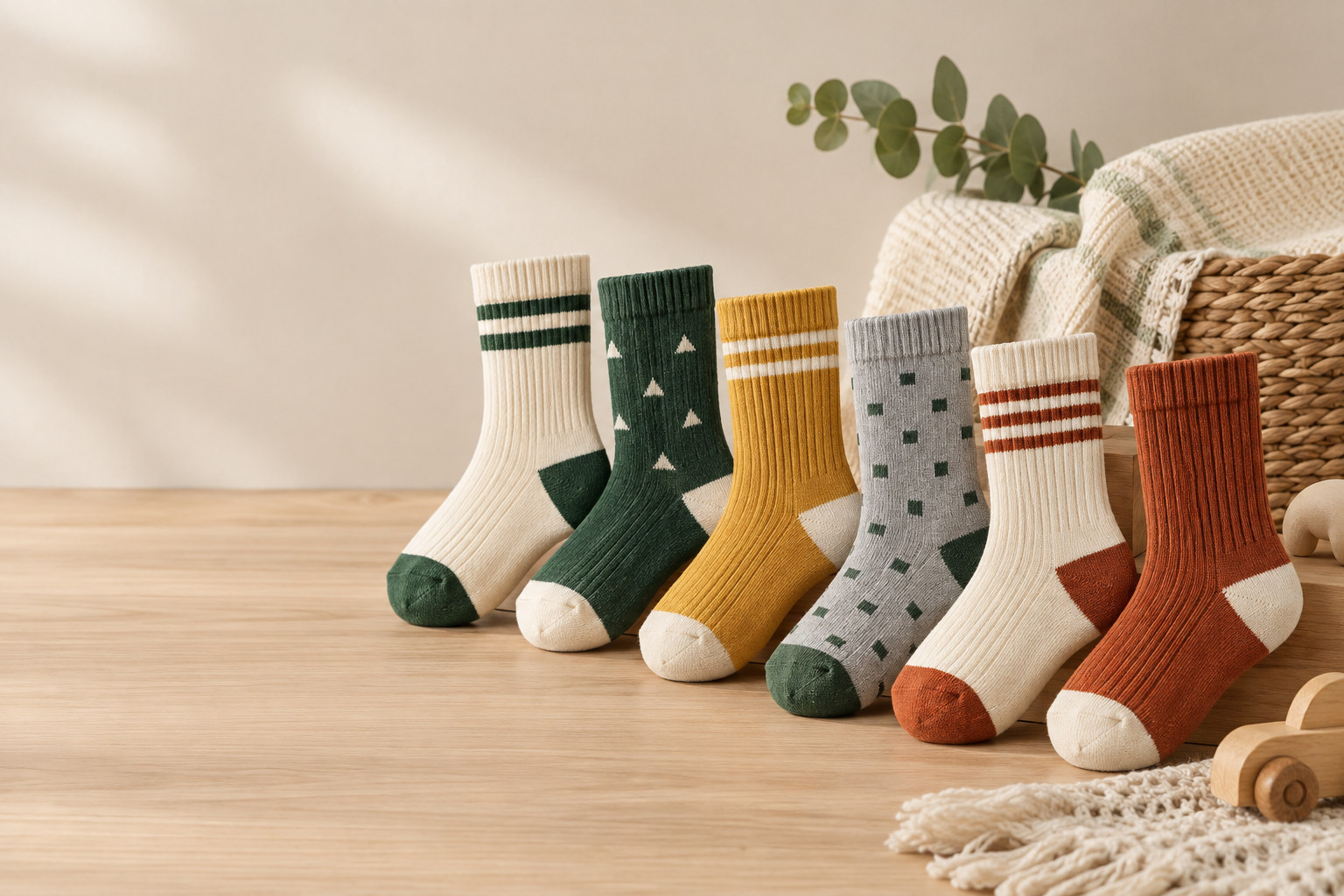Illustrative custom kids crew sock range for brands and retailers