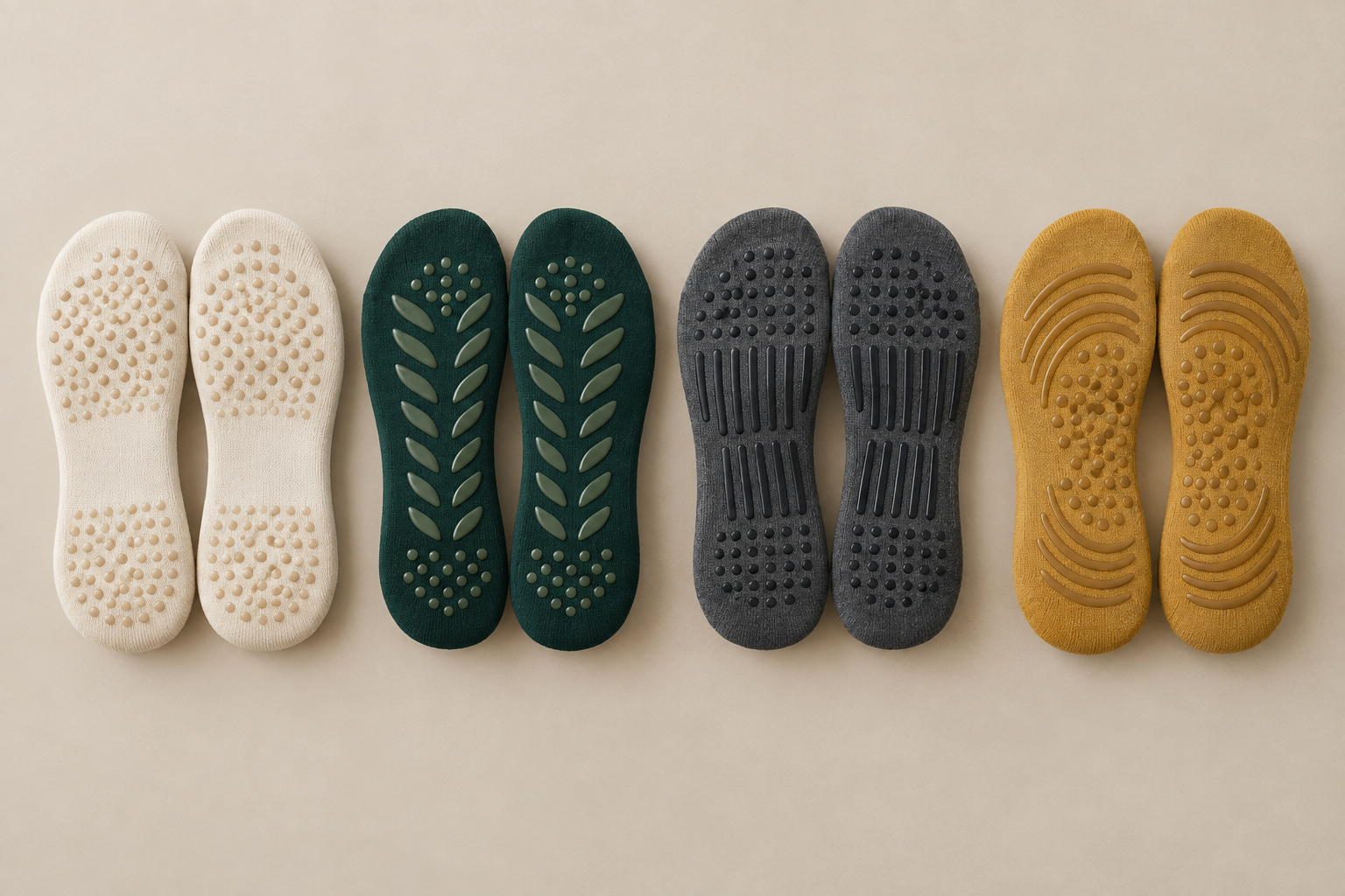 Illustrative Pilates grip sock sole-grip layout directions