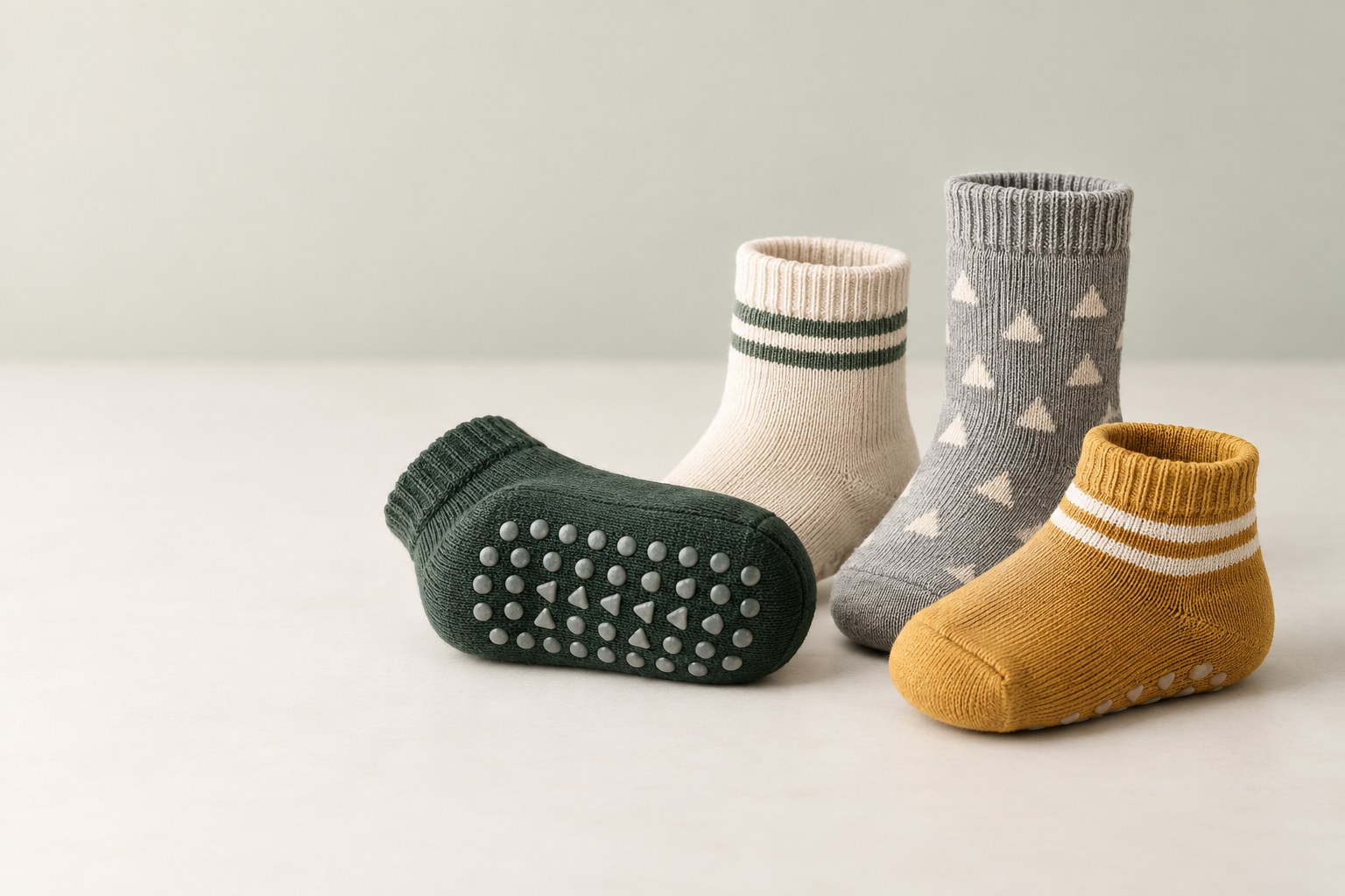 Illustrative custom toddler grip sock range with visible sole-grip patterns