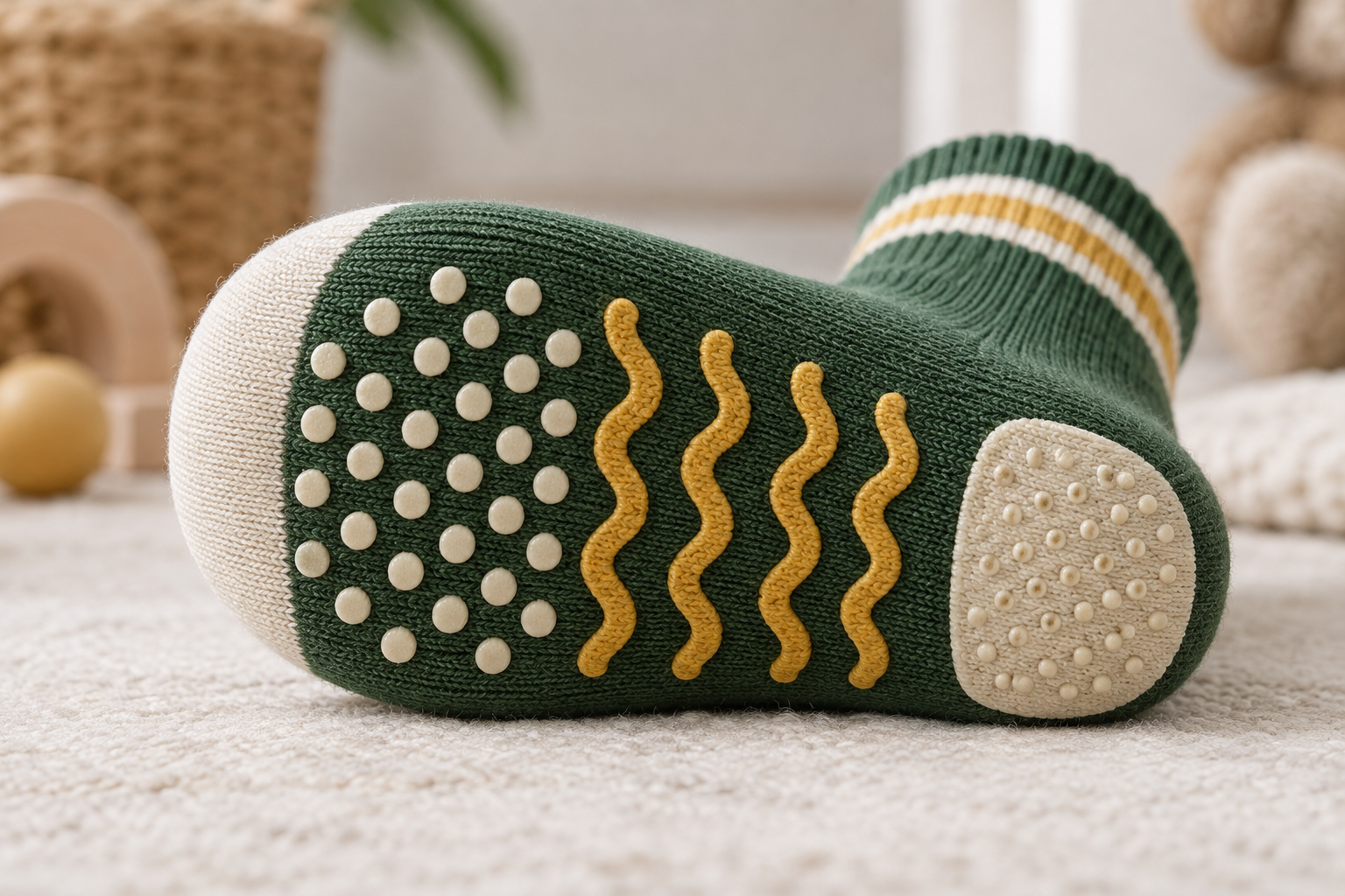 Illustrative customizable sole-grip layout on a toddler sock
