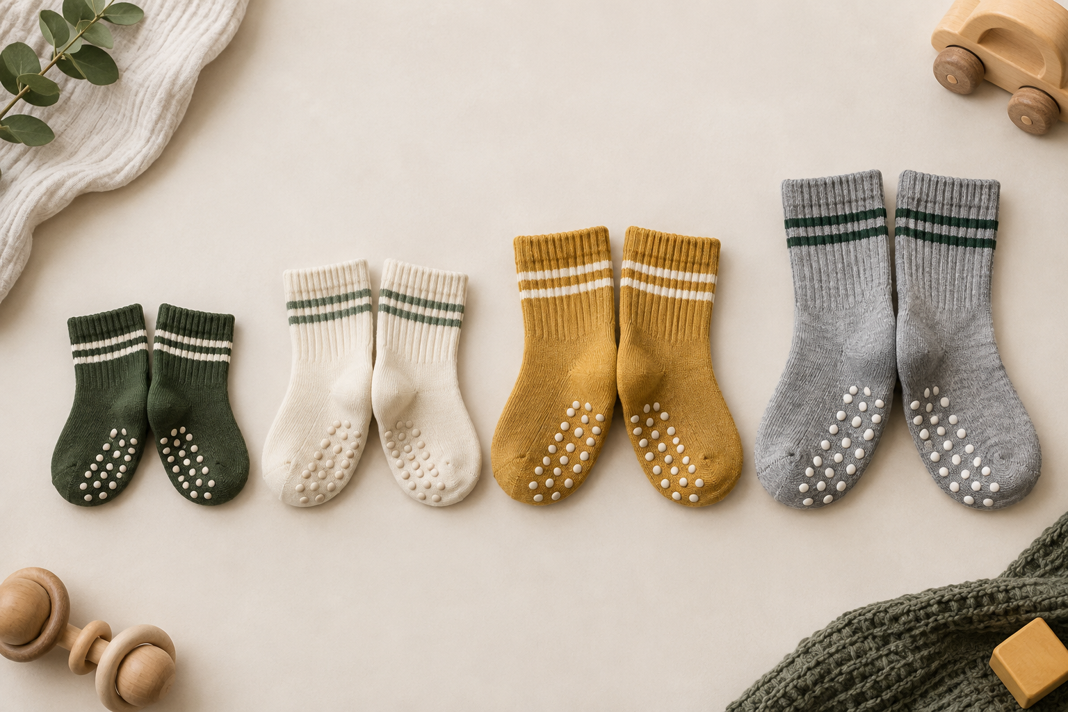 Illustrative toddler grip sock size-group planning