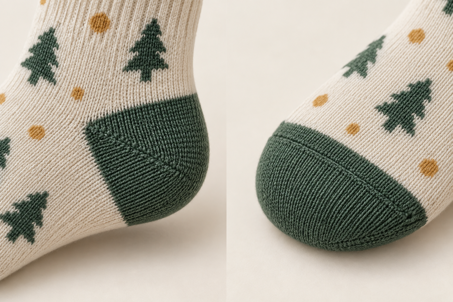 Illustrative reinforced heel and toe direction for a toddler sock