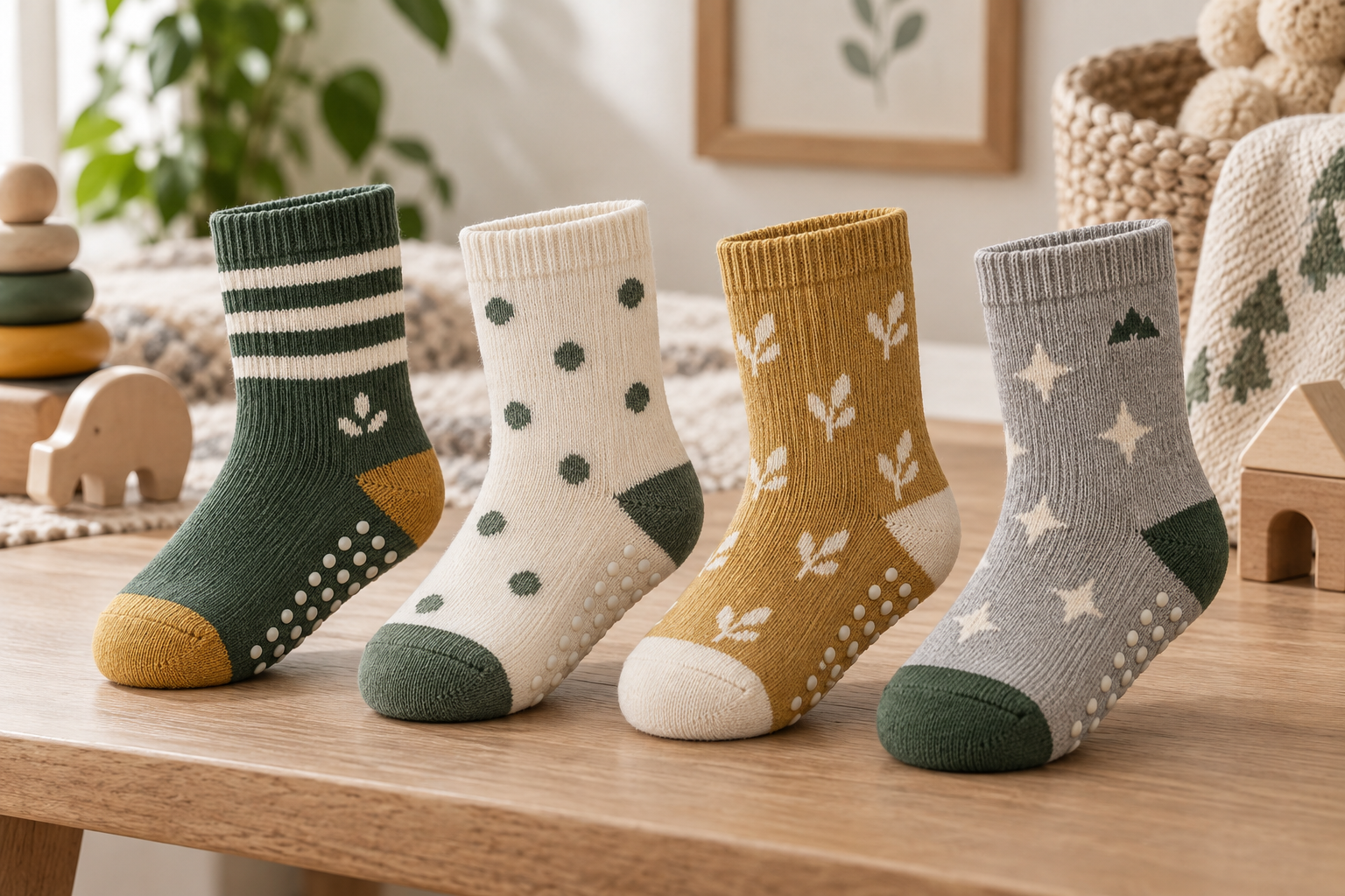 Illustrative logo and pattern directions for toddler grip socks