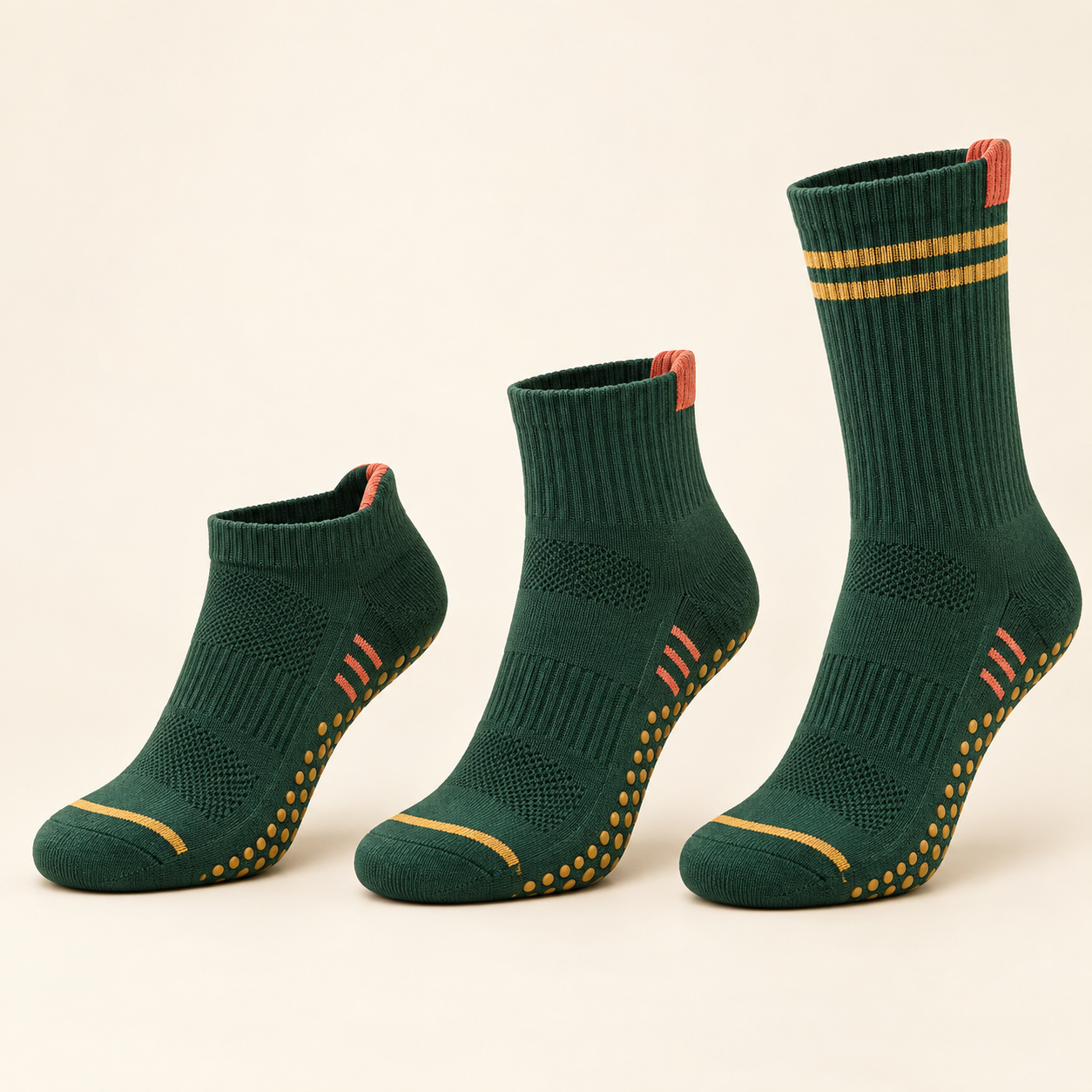 Illustrative trampoline park sock height and rib-cuff directions