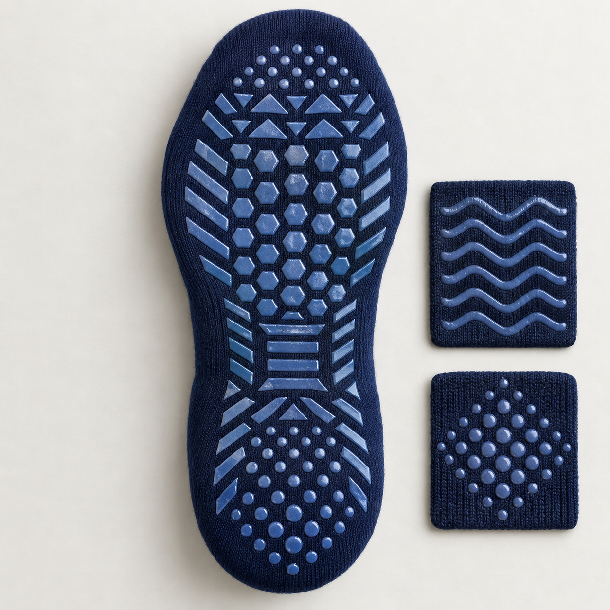 Illustrative trampoline park sock sole-grip placement
