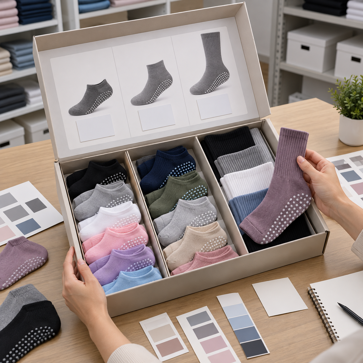 Illustrative venue supplier and distributor sock assortment review