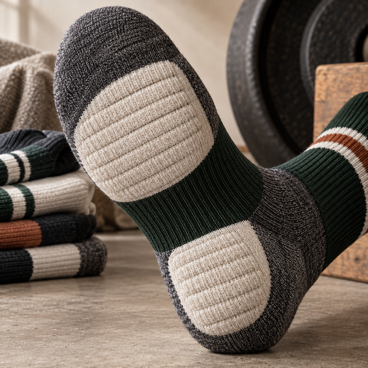 Illustrative footbed and arch-knit direction